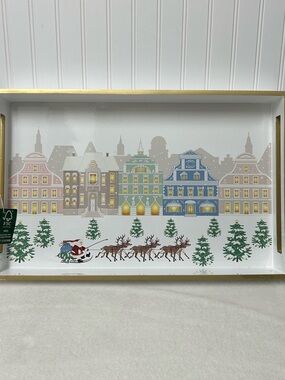 Mark & Graham Holiday Village lacquer serving tray